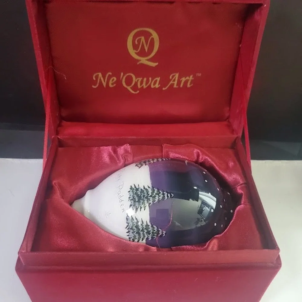 Ne'Qwa Art Bless This House Reverse Painted Glass Ornament Betty Padden Boxed